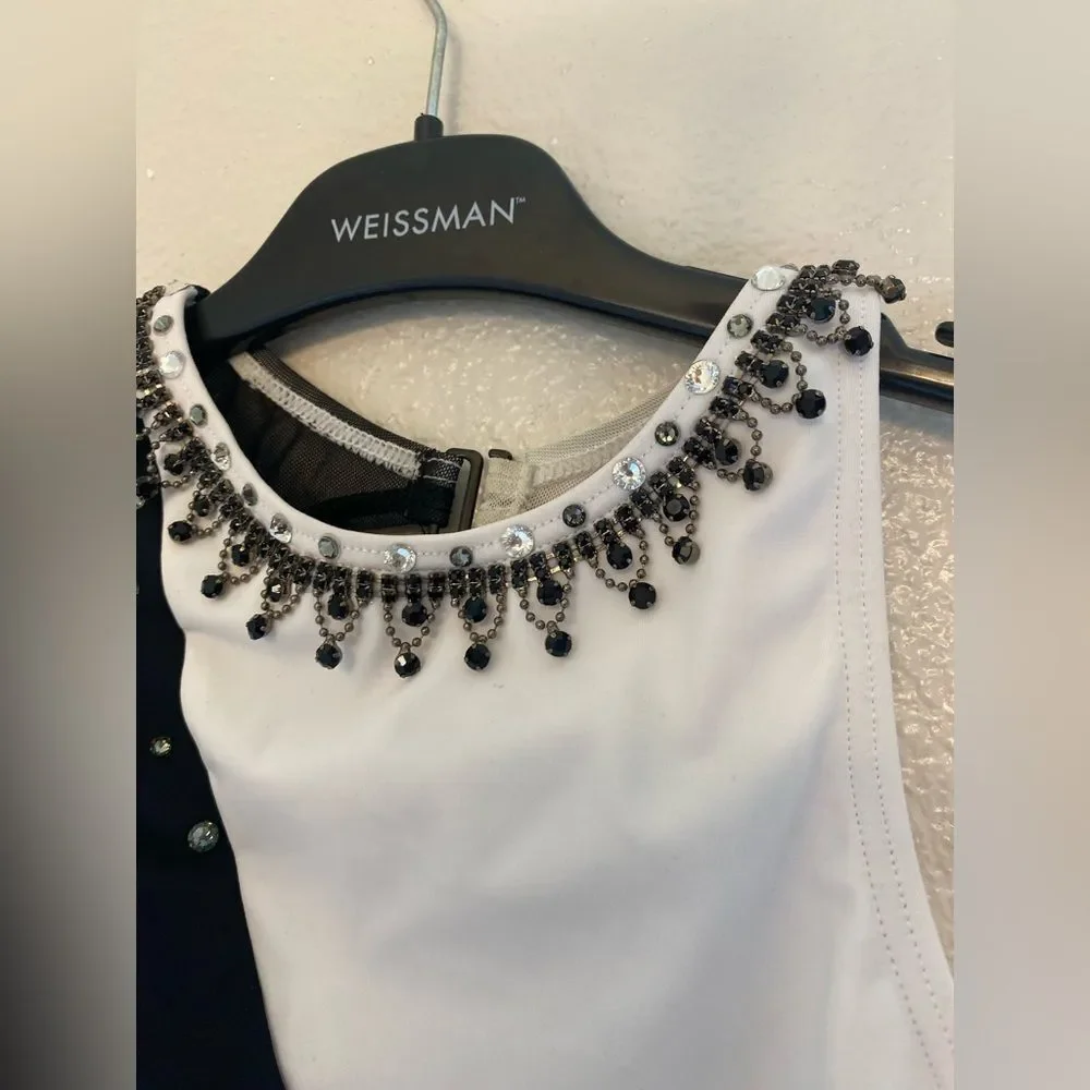 Weissman custom solo dance costume black white  Contrast Leotard MT12225 LC